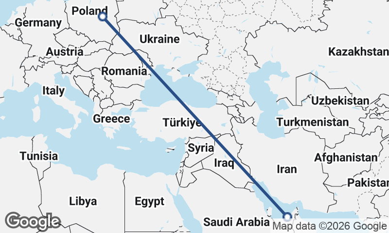 Warsaw to Abu Dhabi