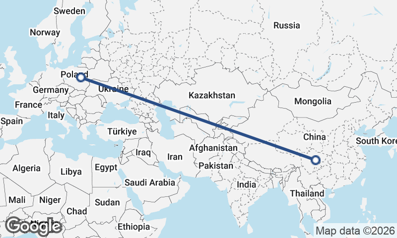 Warsaw to Chengdu