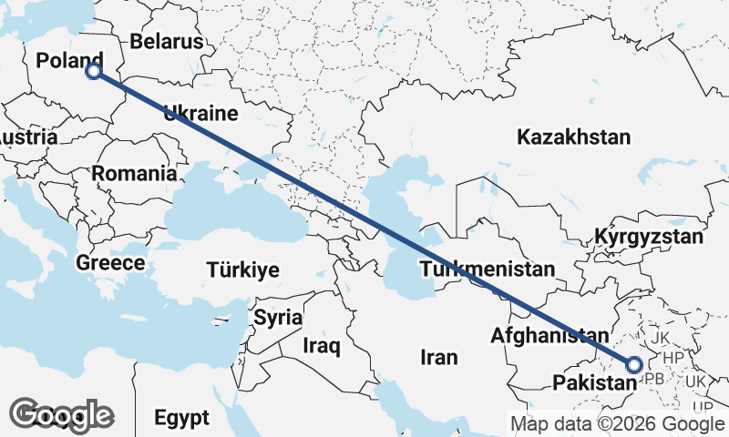 Warsaw to Faisalabad