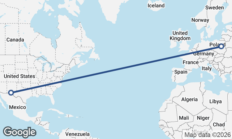 Warsaw to Juárez