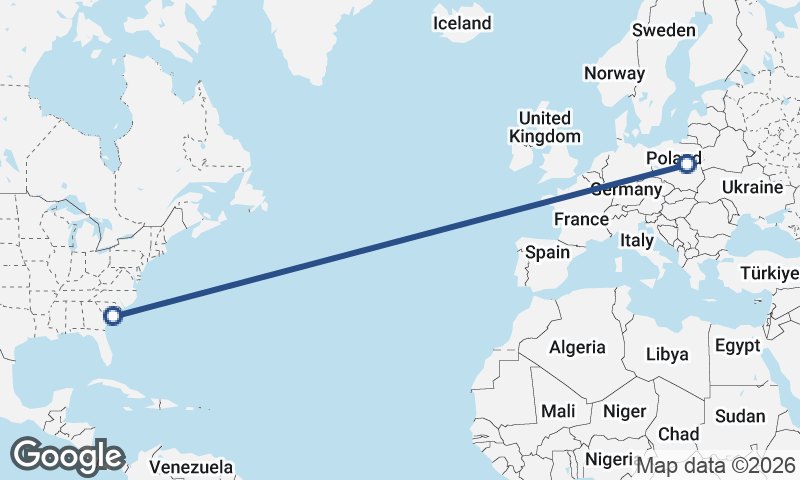 Warsaw to Charleston