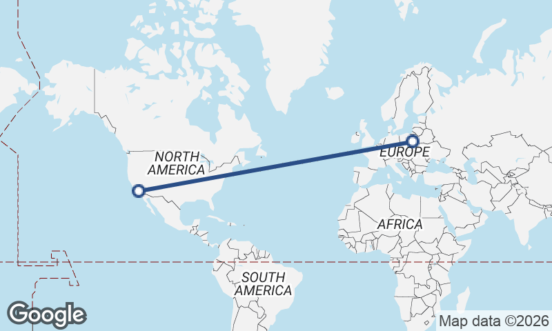 Warsaw to Los Angeles
