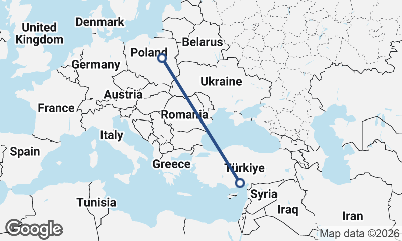 Warsaw to Mersin