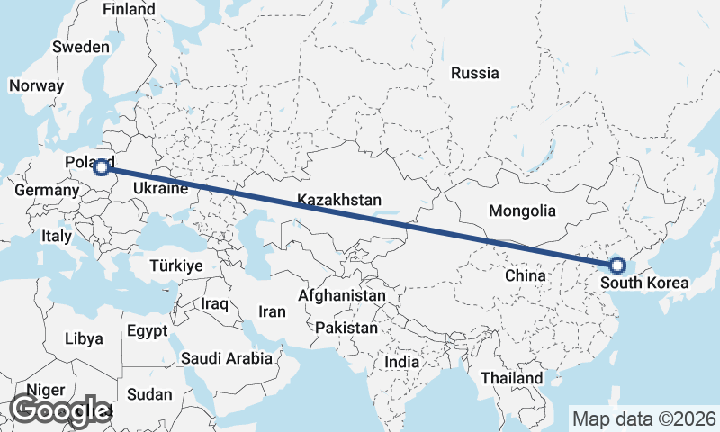 Warsaw to Dalian