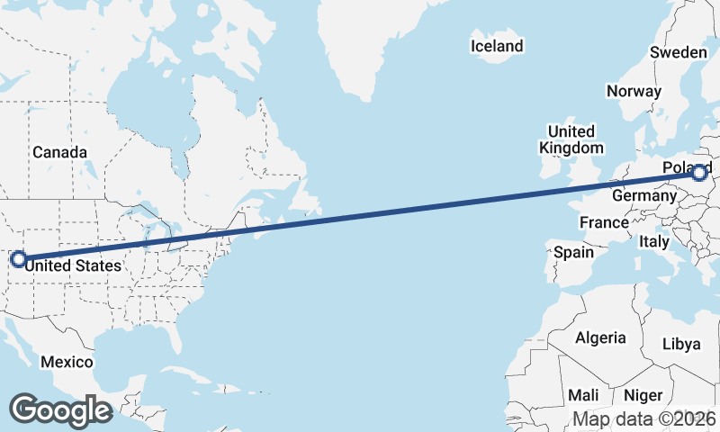 Warsaw to Salt Lake City