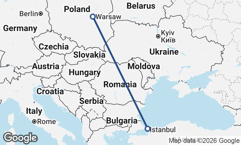 Warsaw to Istanbul