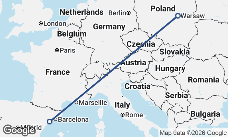 Warsaw to Tarragona