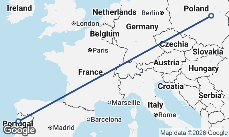 Warsaw to Porto