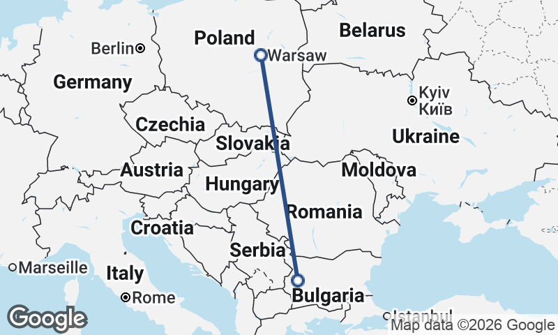 Warsaw to Sofia