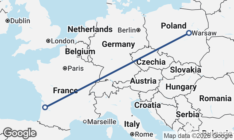 Warsaw to Bordeaux