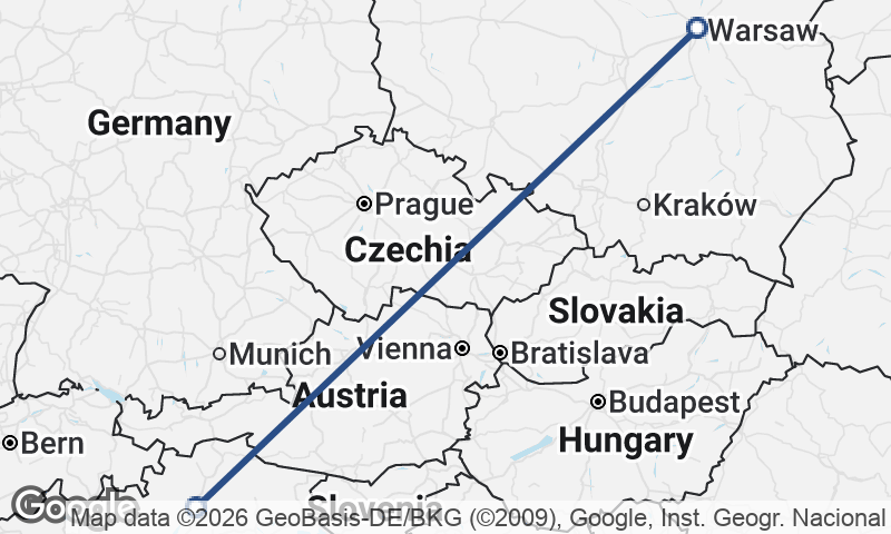 Warsaw to Trento