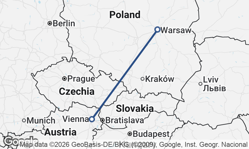 Warsaw to Vienna