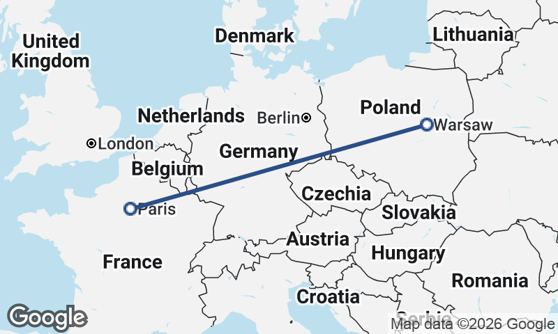 Warsaw to Paris