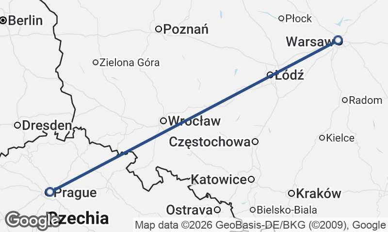 Warsaw to Prague
