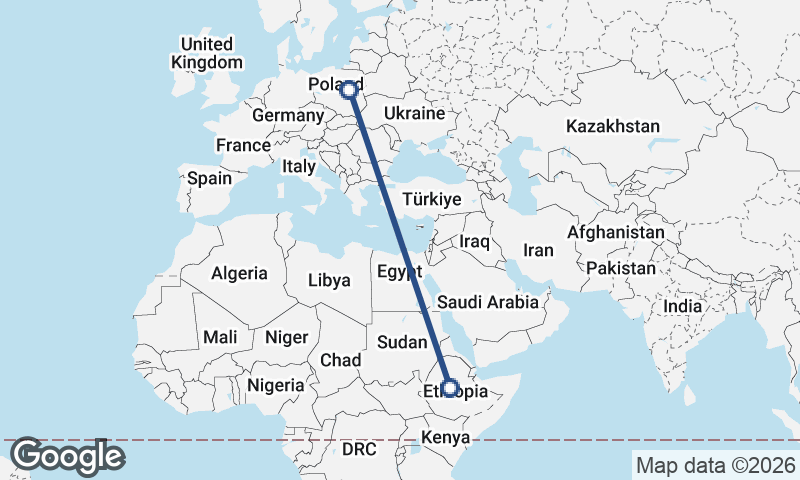Warsaw to Addis Ababa
