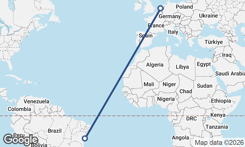 Amsterdam to Salvador