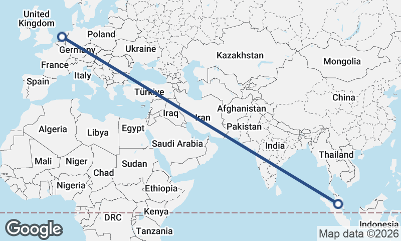 Amsterdam to Kuala Lumpur