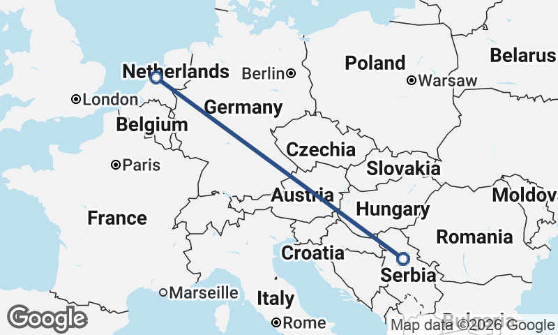 Amsterdam to Belgrade