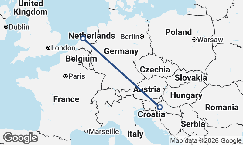 Amsterdam to Zagreb