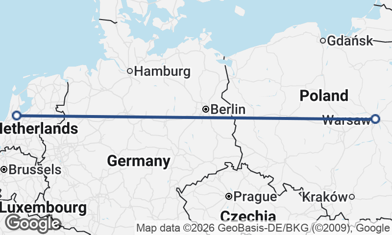 Amsterdam to Warsaw