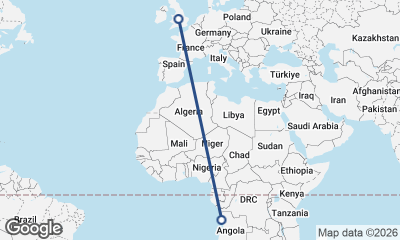 Birmingham to Luanda