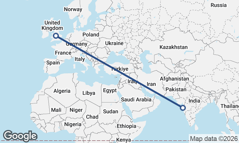 Birmingham to Mumbai