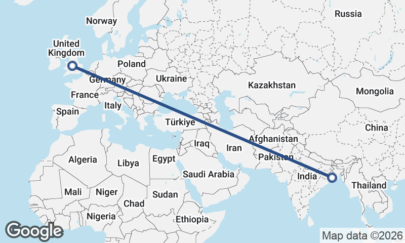 Birmingham to Kolkata