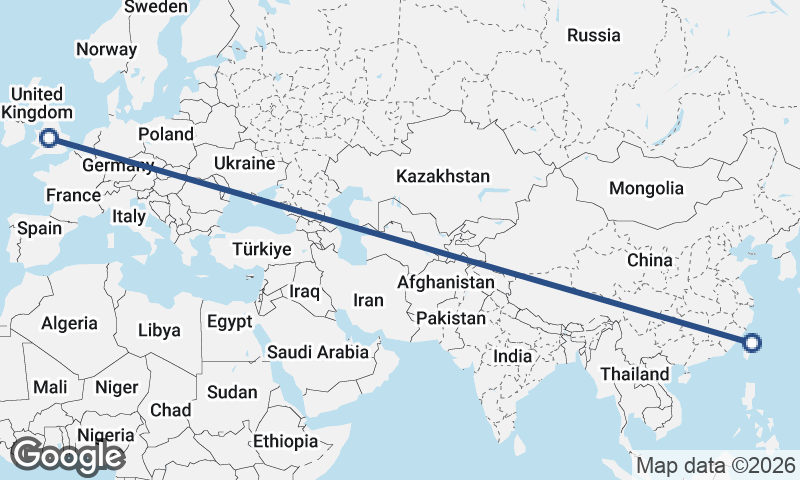 Birmingham to Taipei