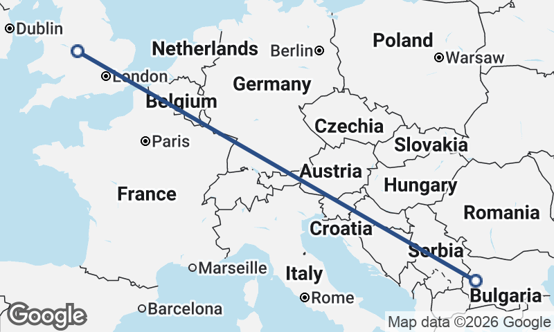 Birmingham to Sofia