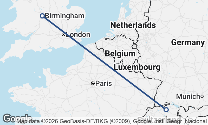 Birmingham to Zürich