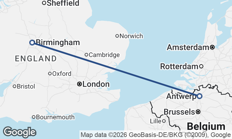 Birmingham to Antwerp