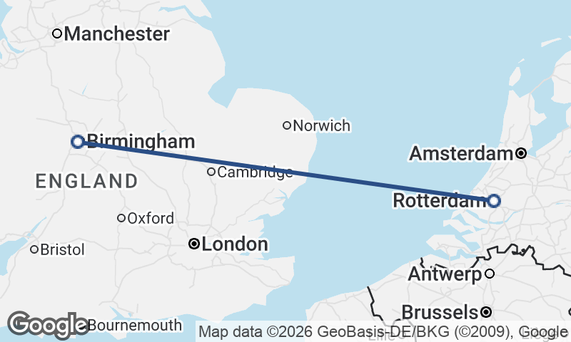 Birmingham to Rotterdam
