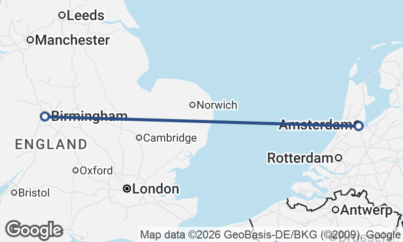 Birmingham to Amsterdam