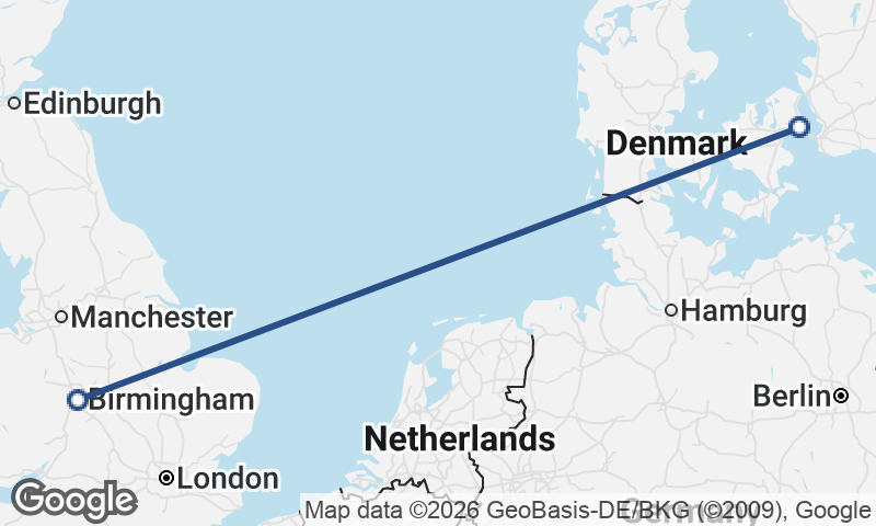 Birmingham to Copenhagen