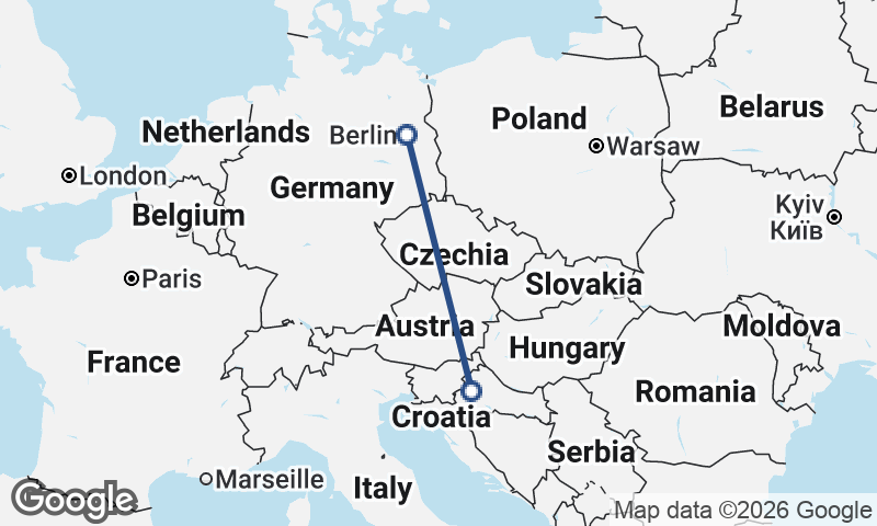 Berlin to Zagreb