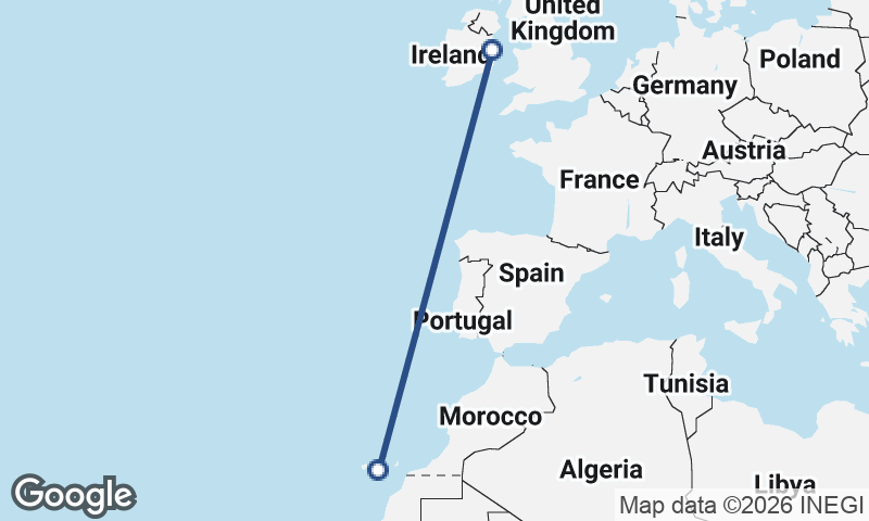 Dublin to Las Palmas de Gran Canaria