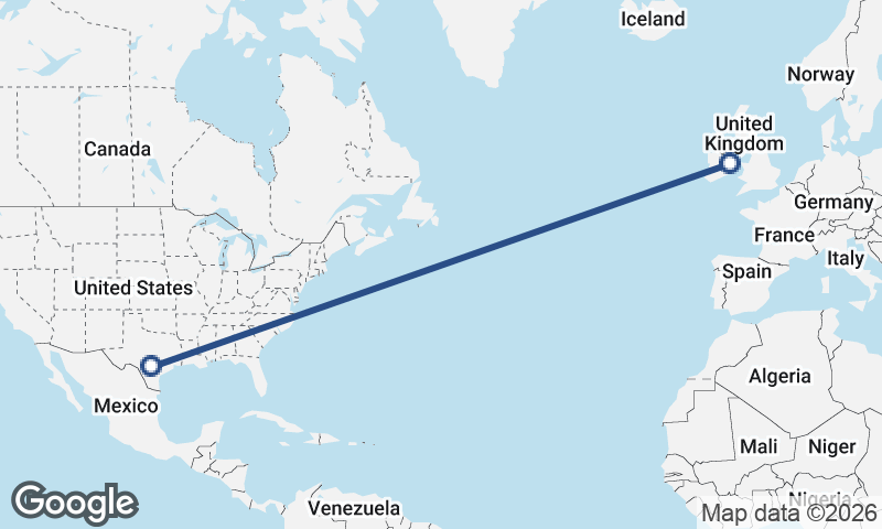 Dublin to San Antonio