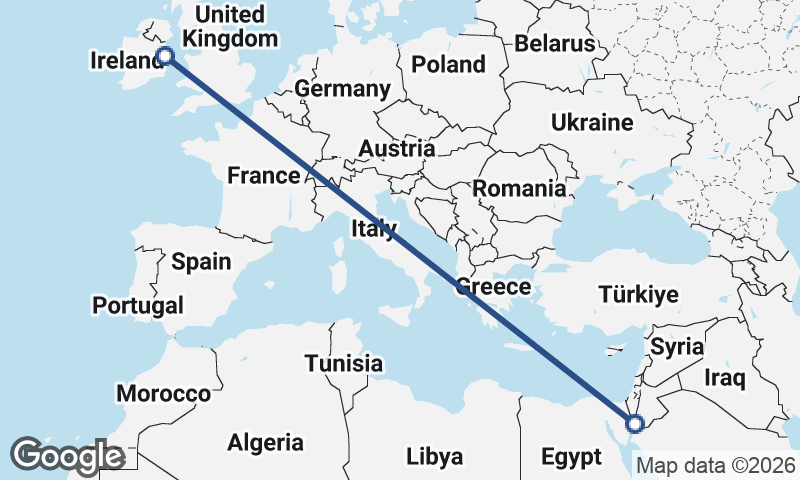 Dublin to Al ‘Aqabah