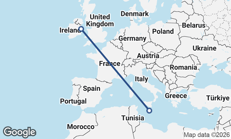 Dublin to Valletta