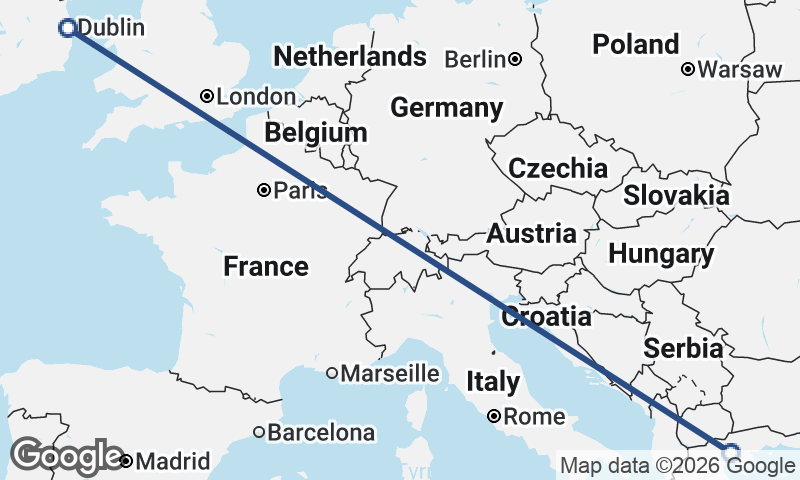 Dublin to Thessaloníki