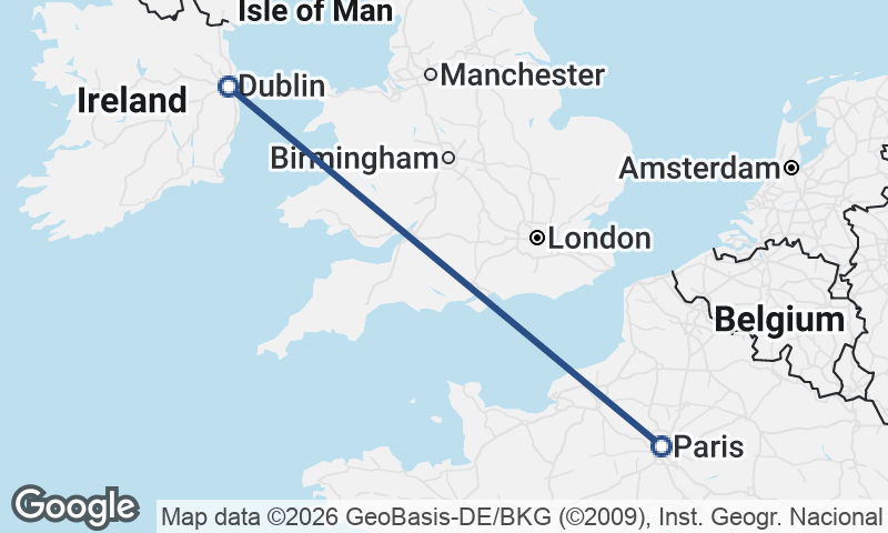 Dublin to Paris