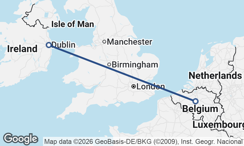 Dublin to Brussels