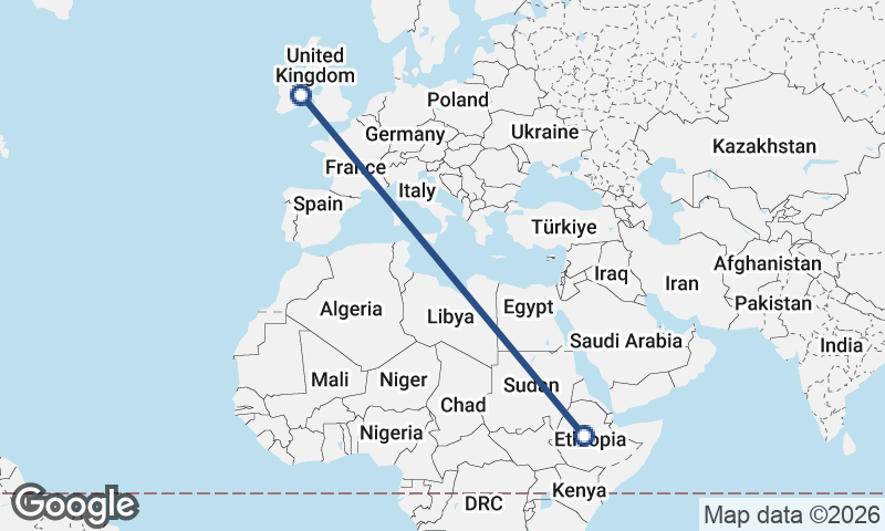 Dublin to Addis Ababa