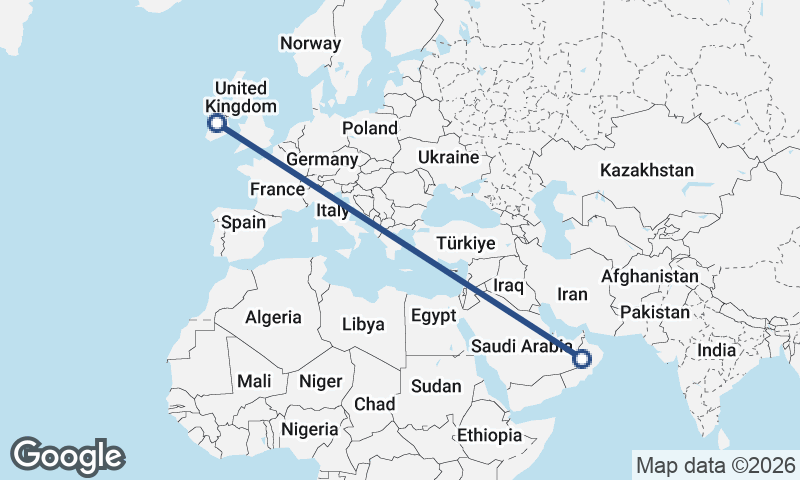 Ireland to Oman