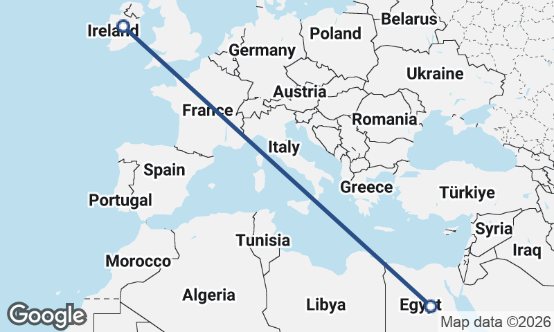 Ireland to Egypt