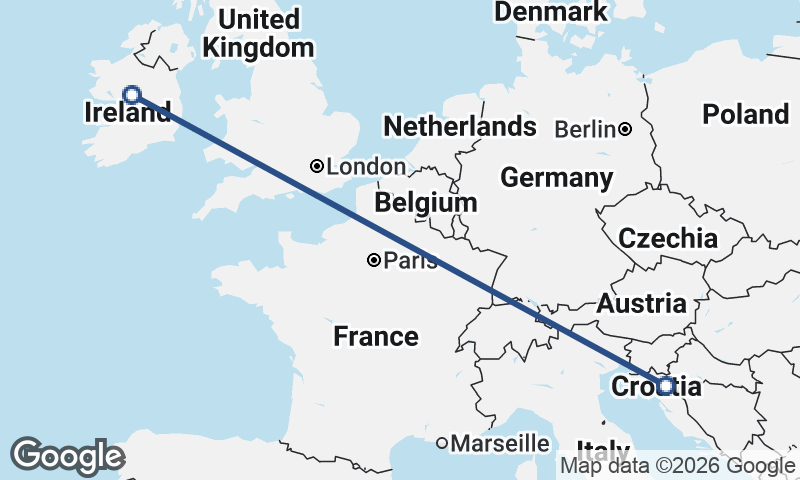 Ireland to Croatia