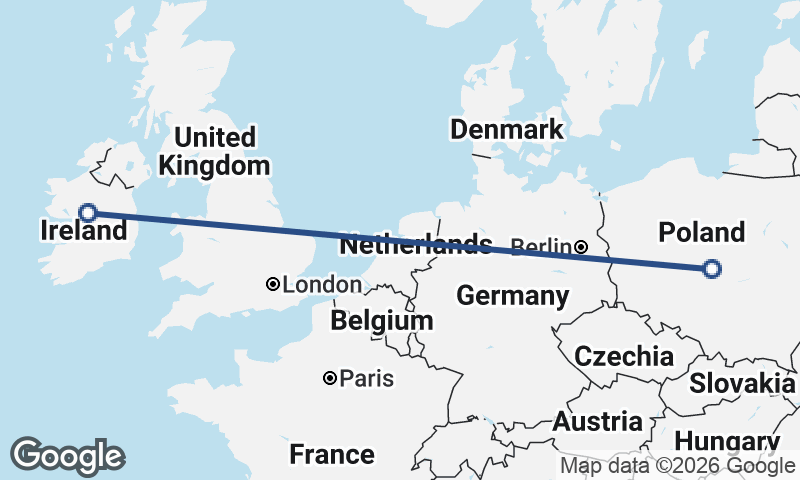 Ireland to Poland