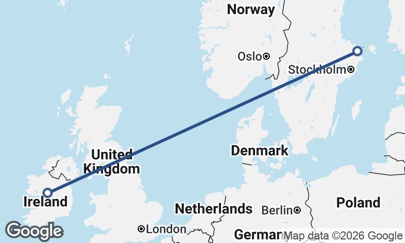 Ireland to Sweden