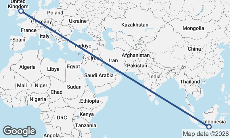 Manchester to Surabaya