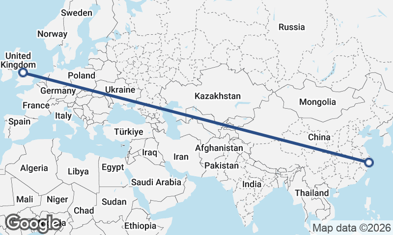 Manchester to Ningbo